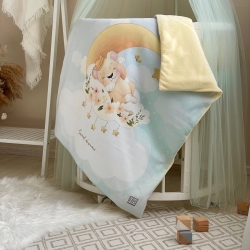 Paturica bebe din satin si velur cu pilota Lion crem